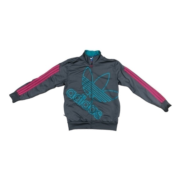 adidas Other - Adidas Trefoil Full Zip Men's Small Blue Gray Polyester Track Jacket EUC